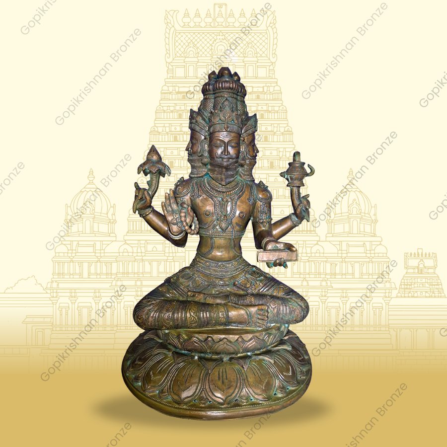 Four-faced Brahma seated in padmasana