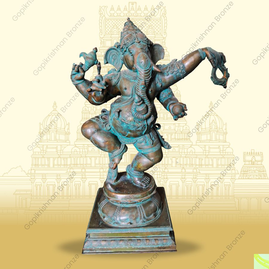 Dancing Ganesha with aged patina